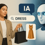 Ilustración de inteligencia artificial y una influencer representando el cambio en las decisiones de compra en la moda